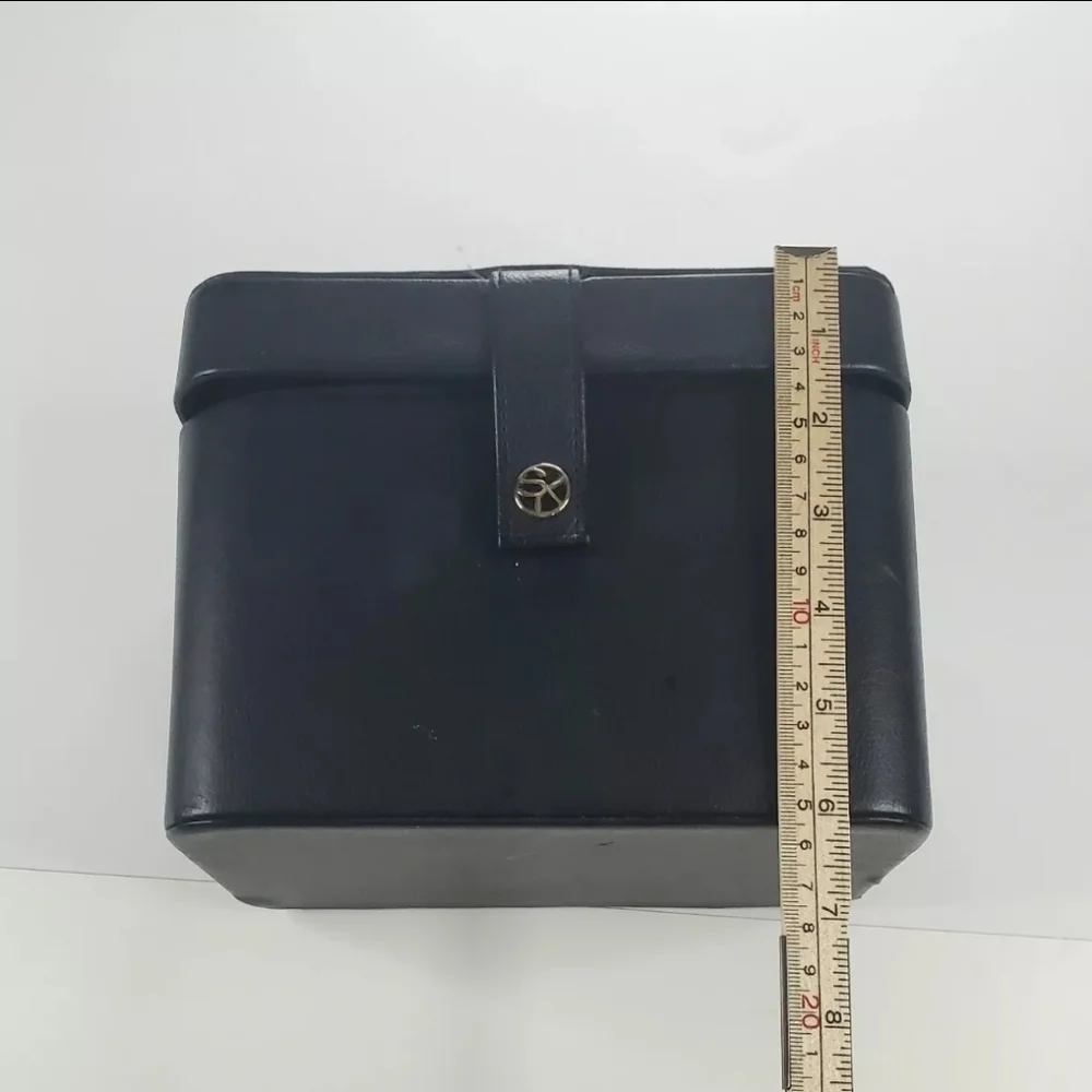 Sonia Kashuk Small Makeup Carrier Faux Leather Black Square Magnetic Enclosure